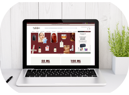 Catalogue e-commerce MyOrigines sur tablette.