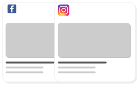 Exemple de publicité multi-plateforme sur Facebook et Instagram.