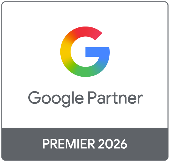 Badge Google Partner Premier 2026 - Top 3% Google Ads